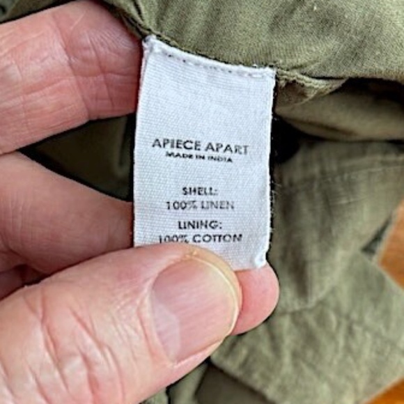 $265 APIECE APART Trail Linen Shorts in Olive EUC/sz S - Picture 15 of 15